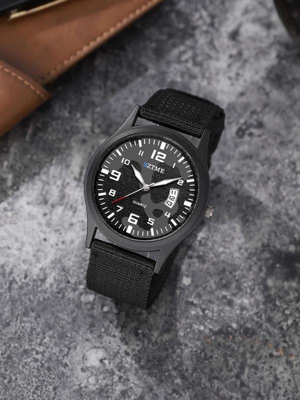 Men's Fashion Quartz Watch, Casual Outdoor Sports Watch with Luminous Dial & Calendar Feature, Trendy Watch for Daily Life