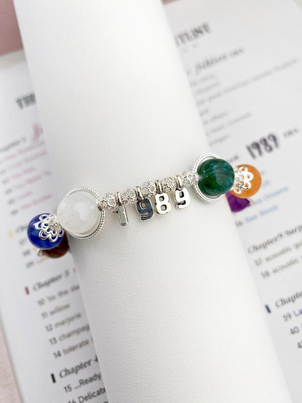 Colorful 1989 Charm Beaded Bracelet, Fashionable Beaded Bracelet for Women & Girls, Trendy All-match & Exquisite Jewelry for Birthday Gift