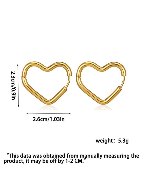 Heart Design Hoop Earrings (1 Pair), Elegant Simple Jewelry for Women for Party, Daily Clothing Decor, Trendy All-match & Exquisite Jewelry Suitable for Dating Use