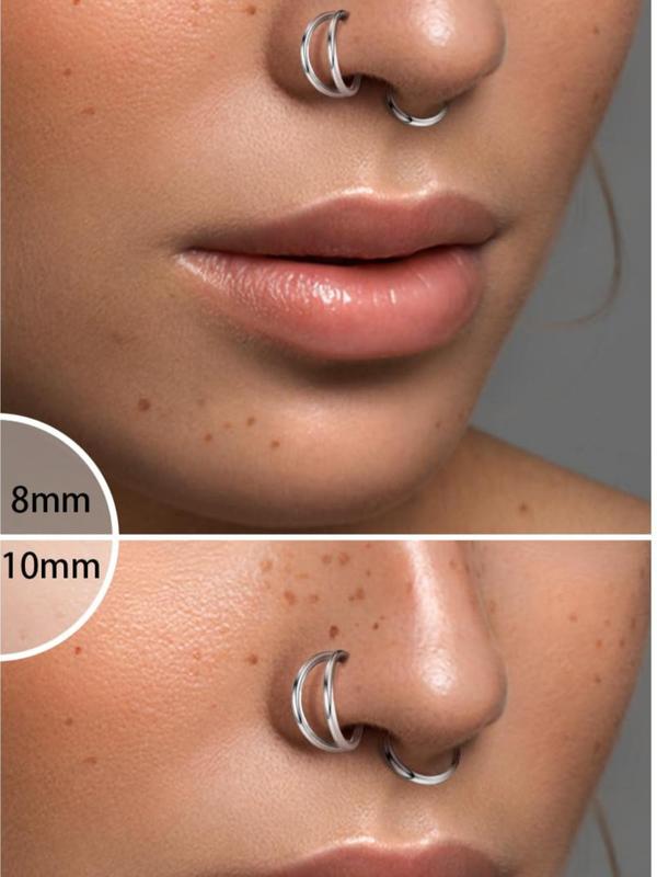 Punk Style Nose Ring, Stainless Steel Nose Ring with Rhinestone Decor, Body Jewelry for Party, Daily Clothing Decor, Trendy All-match & Exquisite Jewelry for Gift