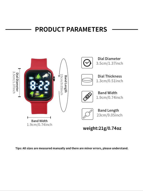 Men's Cute Cartoon Pattern Digital Watch With Box, Casual Sportive Wristwatch with Heart Rate Monitoring Function, Trendy Date Display Multifunctional Watch As Gift