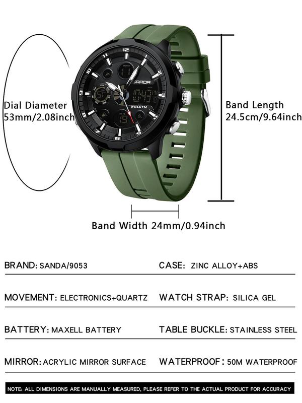 Men's Fashion Round Dial Analog-digital Quartz Watch, Waterproof Casual Sporty Waterproof Digital Wristwatch, with Box, Fashion Watch for Party, Daily Decor, Trendy All-match & Exquisite Watch for Gift