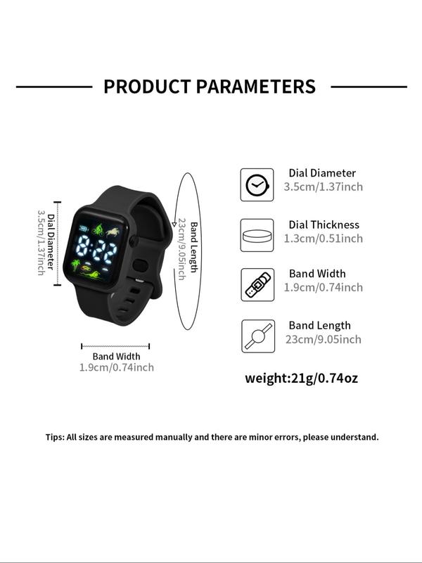 Men's Cute Cartoon Pattern Digital Watch With Box, Casual Sportive Wristwatch with Heart Rate Monitoring Function, Trendy Date Display Multifunctional Watch As Gift