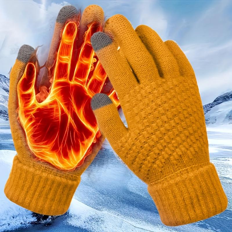 Winter gloves - Knit Thermal Winter Gloves - 1 2 3 Pairs, Solid Color, Touch Screen, Thickened - For Cycling, Hiking -  Sports Enthusiasts, Outdoor Lovers - Stay Warm and Connected - Warmth! Touch! Adventure! Conquer!