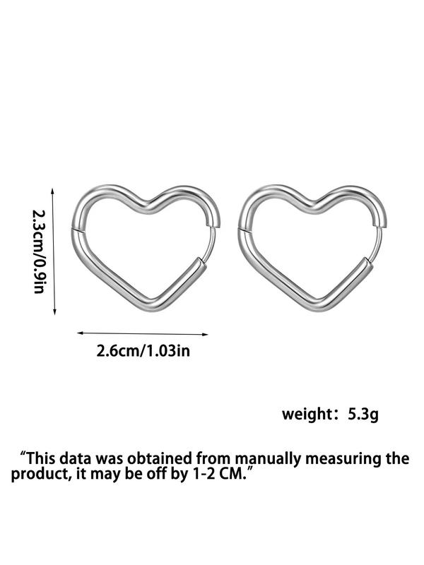 Heart Design Hoop Earrings (1 Pair), Elegant Simple Jewelry for Women for Party, Daily Clothing Decor, Trendy All-match & Exquisite Jewelry Suitable for Dating Use