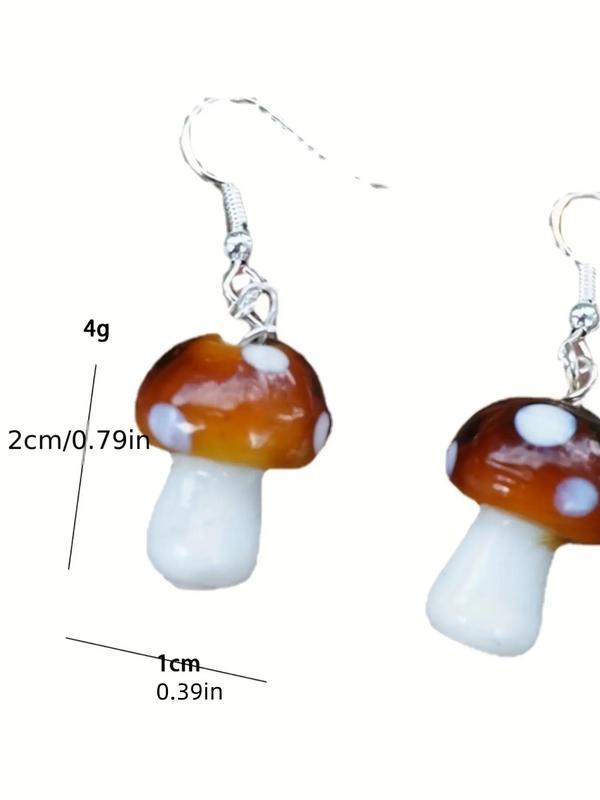 1 Pair Mushroom Design Dangle Earrings, Female Fashion Creativity, Funny Earrings, Cute Jewelry for Women Girls，Daily Clothing Decoration