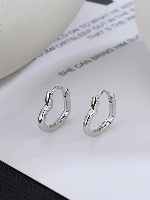 Heart Design Hoop Earrings (1 Pair), Elegant Simple Jewelry for Women for Party, Daily Clothing Decor, Trendy All-match & Exquisite Jewelry Suitable for Dating Use