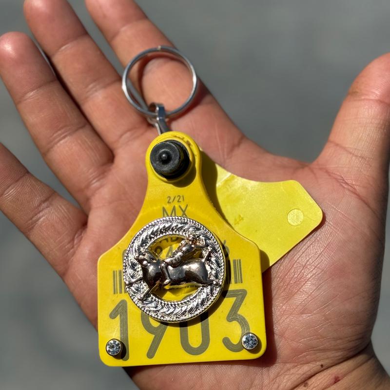 Cattle Tag Keychain  llavero Arete Vaquero