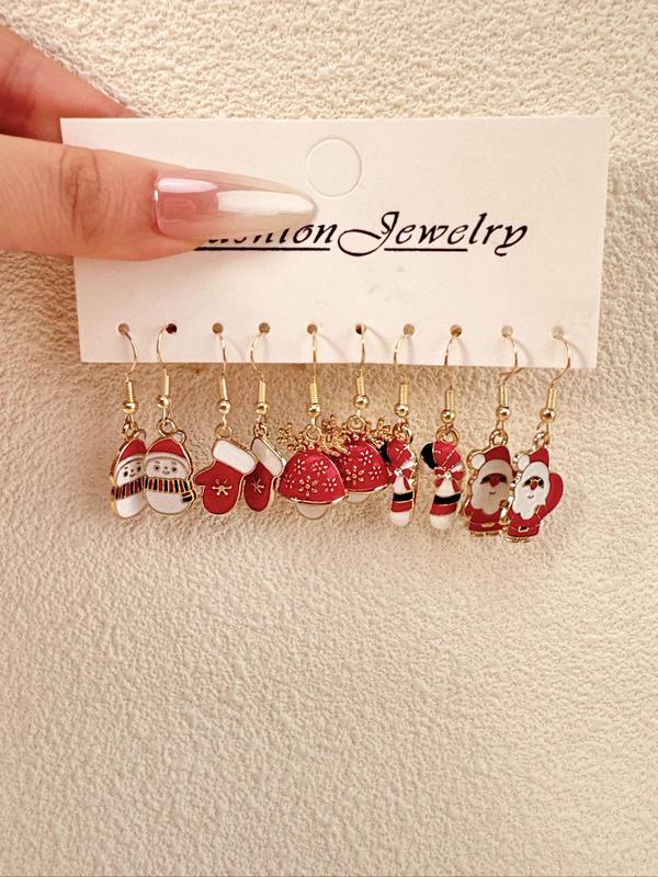 Cute Cartoon Christmas Themed Dangle Earrings, Fashionable Jewelry for Women & Girls, Trendy All-match & Exquisite Jewelry for Birthday Gift