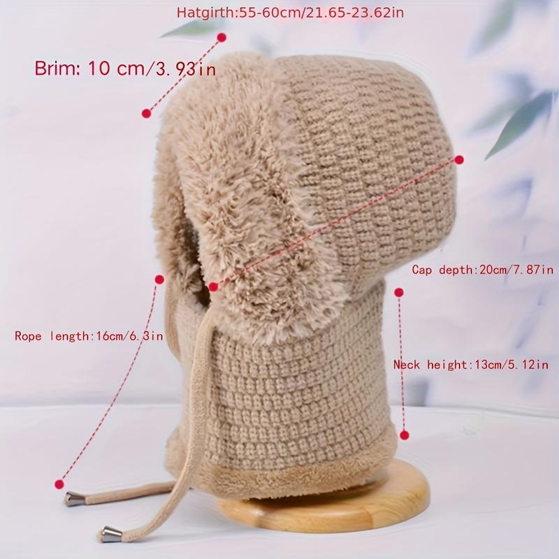 Women's 3-in-1 Winter Hat with Ear Flaps, Neck Warmer & Face Mask - Cozy Fleece-Lined Knit Beanie for Ultimate Warmth