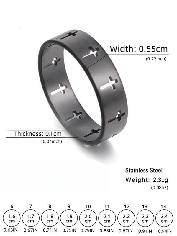 Unisex Street Trend Hollow out Cross Design Promise Ring, 2024 New Trendy Minimalist Engagement Ring for Couple, Chic All-match Jewelry As Gift for Boyfriend & Girlfriend