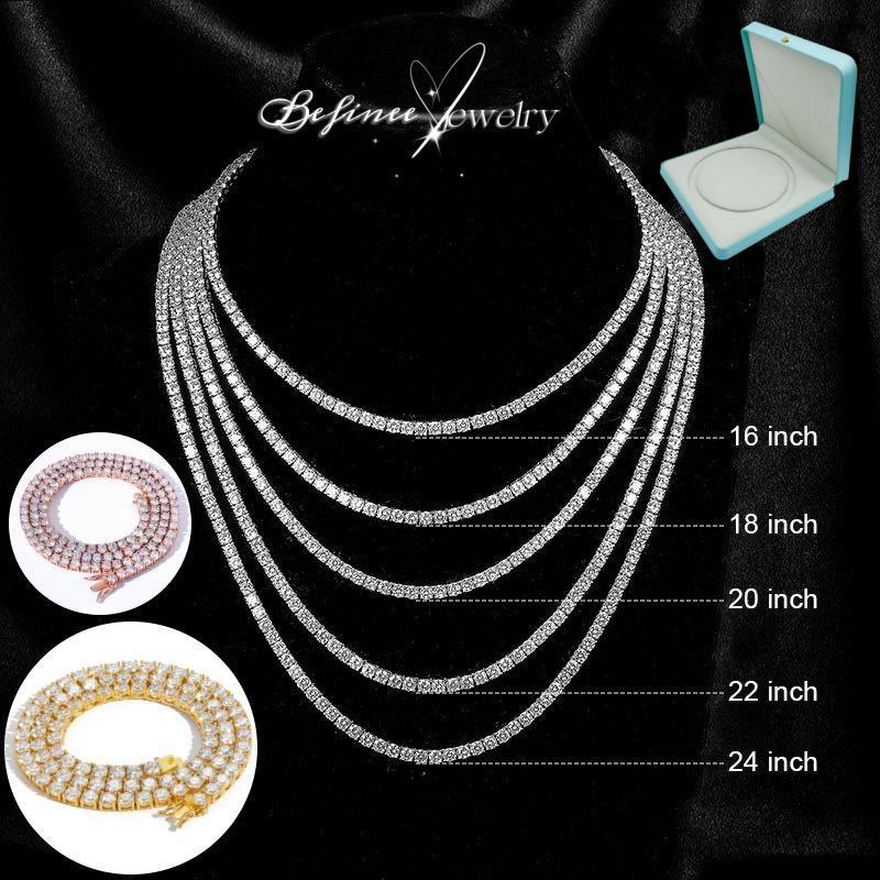 3mm 6mm white gold-plated tennis chain choker necklace for Women and Men handmade gifts   And gift  boxes