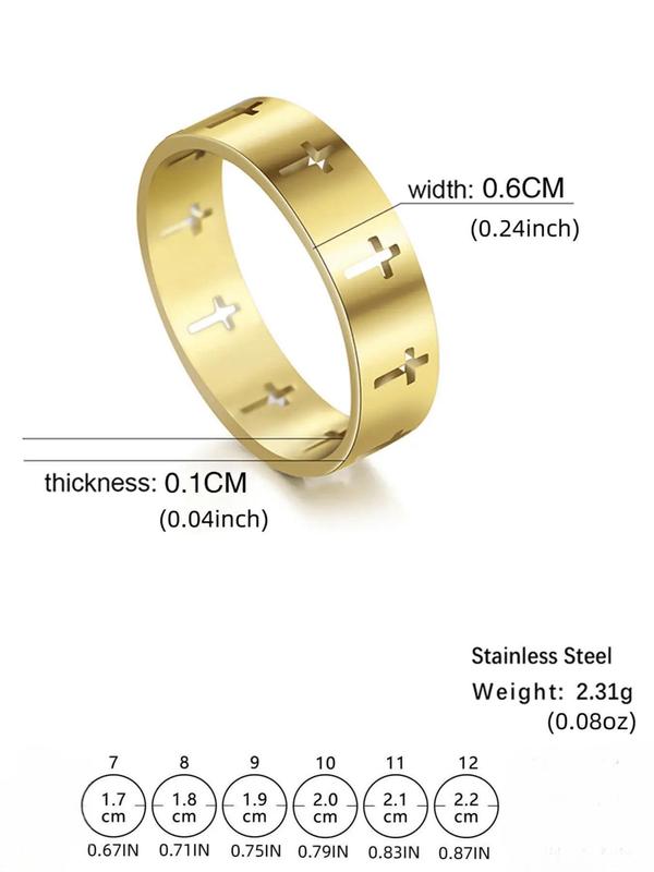 Unisex Street Trend Hollow out Cross Design Promise Ring, 2024 New Trendy Minimalist Engagement Ring for Couple, Chic All-match Jewelry As Gift for Boyfriend & Girlfriend