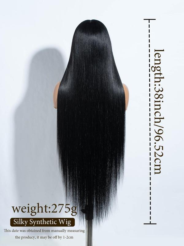 38 Inch Long Straight Lace Front Wigs for Women, Gorgeous Fluffy Wigs without Bangs, Synthetic Heat Resistant Fiber Pre Plucked Hairline Wigs for Party, Daily Use Glueless