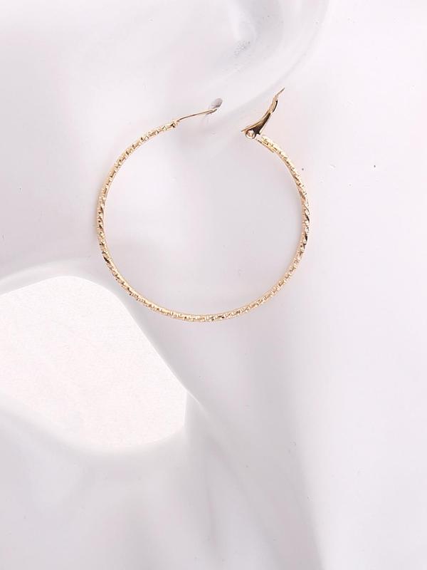 1 Pair Women's Elegant Fashion Exaggerated Hoop Earrings, Casual Trendy Jewelry, Simple Round Ear Jewelry For Daily Wear