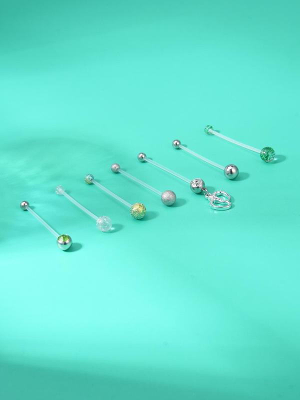 Maternity Belly Button Nails, Transparent Acrylic Plastic Long Belly Rings, Fashion Rhinestone Decor Feet Pendant Belly Piercing Jewelry