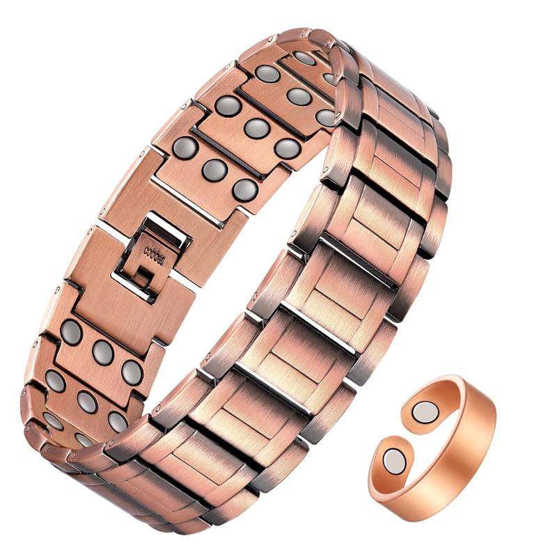 Jecanori Pure Copper Bracelet for Men, Mens Copper Cross Bracelet, Copper Jewelry Gift with Sizing Tool