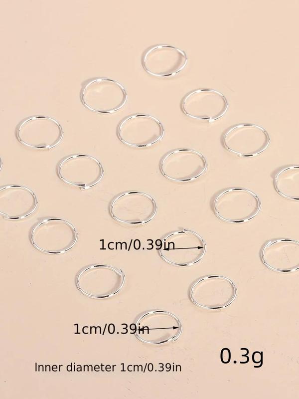 Unisex Simple Style Nose Rings for Gift, 20pcs box Minimalist Trendy Hoop Nose Ring, Nose Piercing Jewelry, Fashionable Body Jewelry for Women & Men for Daily Decoration