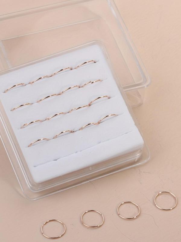 Unisex Simple Style Nose Rings for Gift, 20pcs box Minimalist Trendy Hoop Nose Ring, Nose Piercing Jewelry, Fashionable Body Jewelry for Women & Men for Daily Decoration