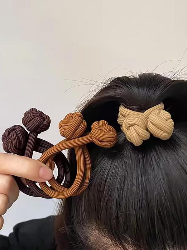 3pcs Plain Knotted Elastic Hair Ties, Ponytail Hair Ties, Retro Fashion Hair Ties For Women And Girls, Versatile And Practical Hair Accessories For Daily Use