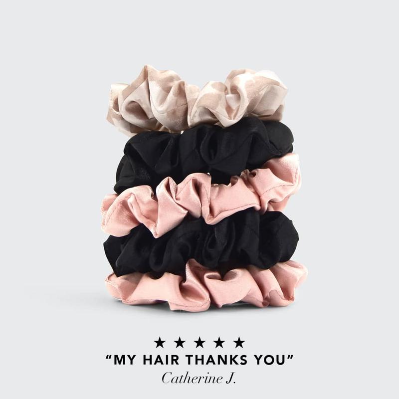 Kitsch Satin Hair Scrunchies for Women, Softer than Silk Scrunchies for Hair, Satin Scrunchies for Girls, Satin Hair Ties for Women, Silk Hair Ties No Damage, Silk Ponytail Holders, 5Pcs Assorted Kitsch