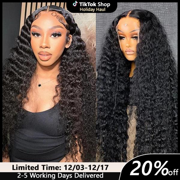 Bling Hair Brazilian 30 Inches Deep Wave 13x4 13x6 Transparent Front Human Hair Wigs 13x4 Curly Water Wave Lace Frontal Wigs For Woman