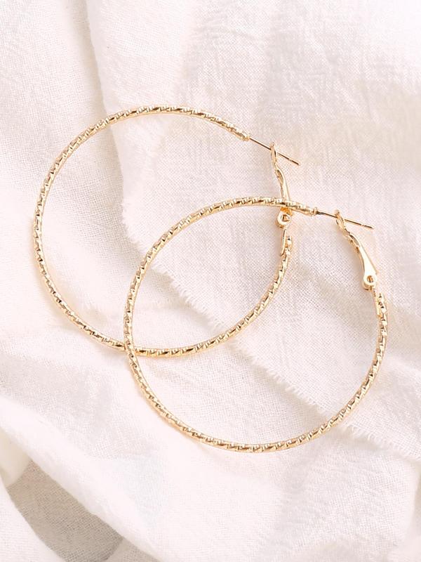 1 Pair Women's Elegant Fashion Exaggerated Hoop Earrings, Casual Trendy Jewelry, Simple Round Ear Jewelry For Daily Wear