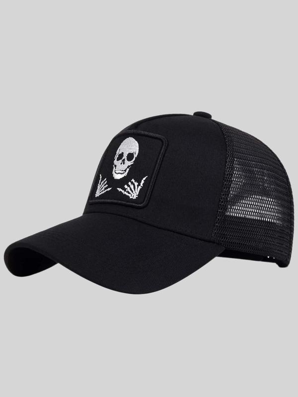 Casual Trendy Skull Embroidery Baseball Hats for Men, Street Style Baseball Cap for Travel Vacation, Fashionable Hat for Men & Women for All Season, Country Boy Accessories, Birthday Outfits