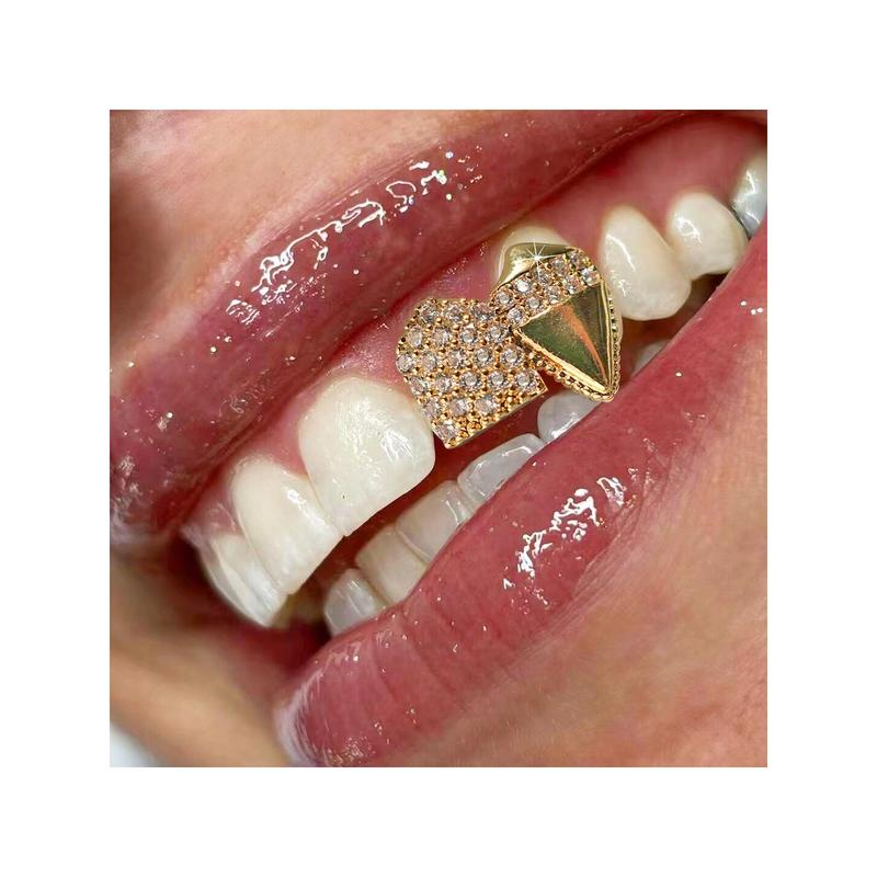 1 count Hip Hop Personality Fashion Jewelry Single Tusk Copper Zirconia Grillz Unisex