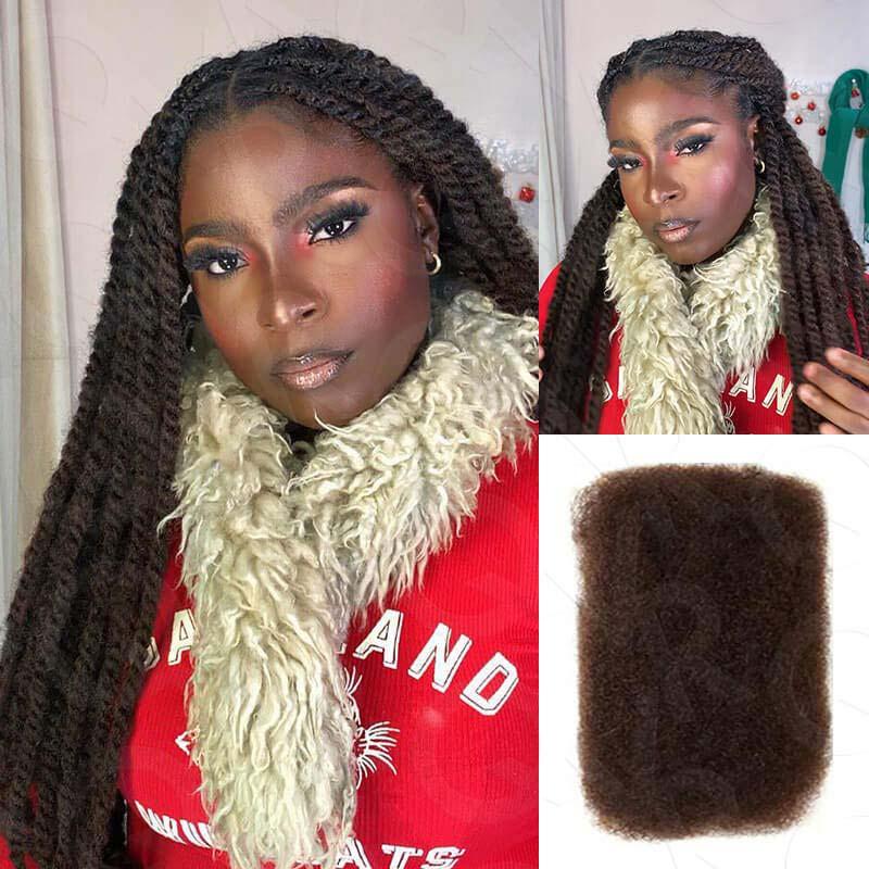 QVR Natural Black Afro kinky Bulk Hair Extensions For Braiding Dreadlock Human Hair 1