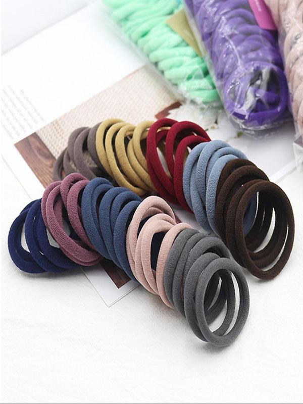 Solid Color Hair Tie (100pcs), High Stretch Hair Tie, Casual Simple Hair Accessories for Women & Girls, Minimalist Headwear Suitable for Thick Hair