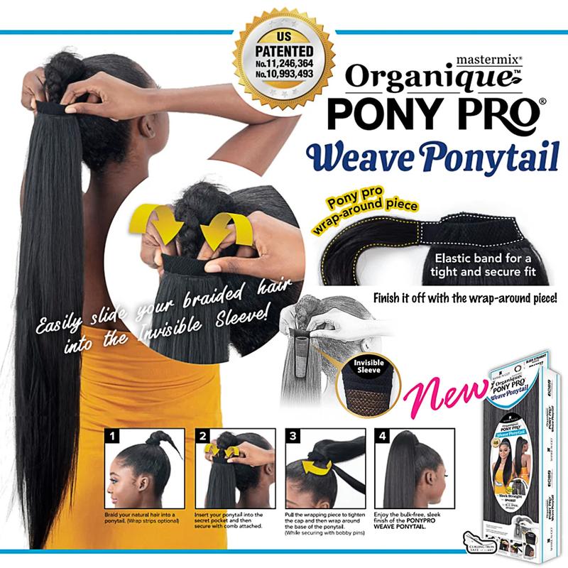 Shake N Go Weave Organique Pony Pro Ponytail Sleek Straight with Secret Pocket made by Pre-sewn Weave