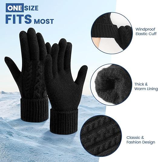 [Tiktok Made me Buy It] Womens Winter Gloves, Warm Thick Lined Touchscreen Gloves