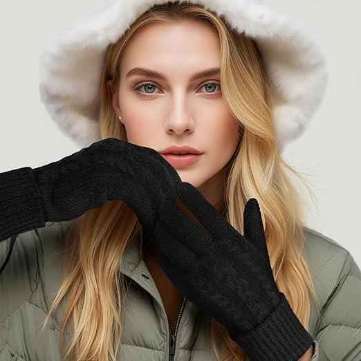 [Tiktok Made me Buy It] Womens Winter Gloves, Warm Thick Lined Touchscreen Gloves