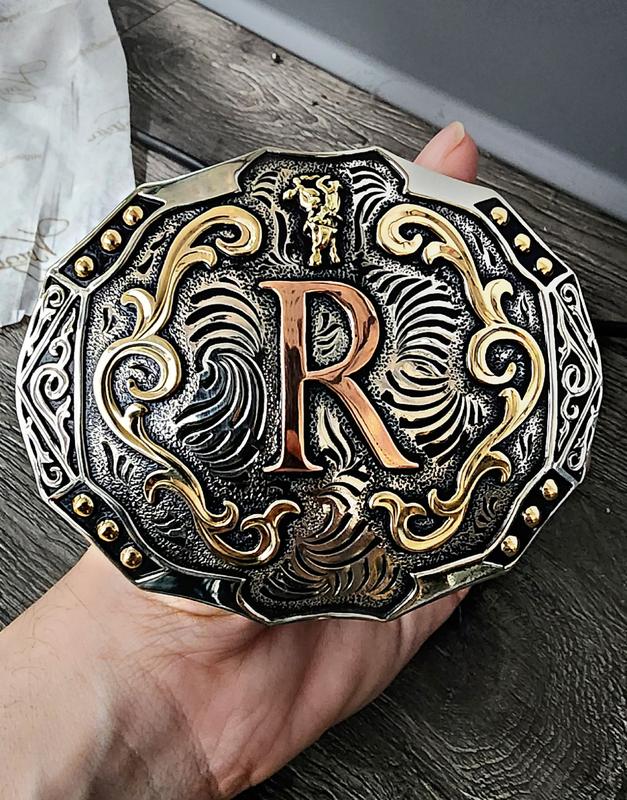 Handcrafted Western Buckle. Choose your Initial