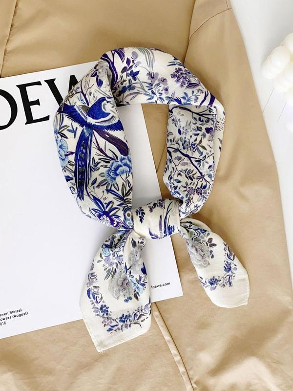 Women's Floral & Bird Pattern Scarf, Fashionable Colorblock Soft Comfortable Shawl for All Seasons, Elegant All-match Fashion Accessories for Daily Wear