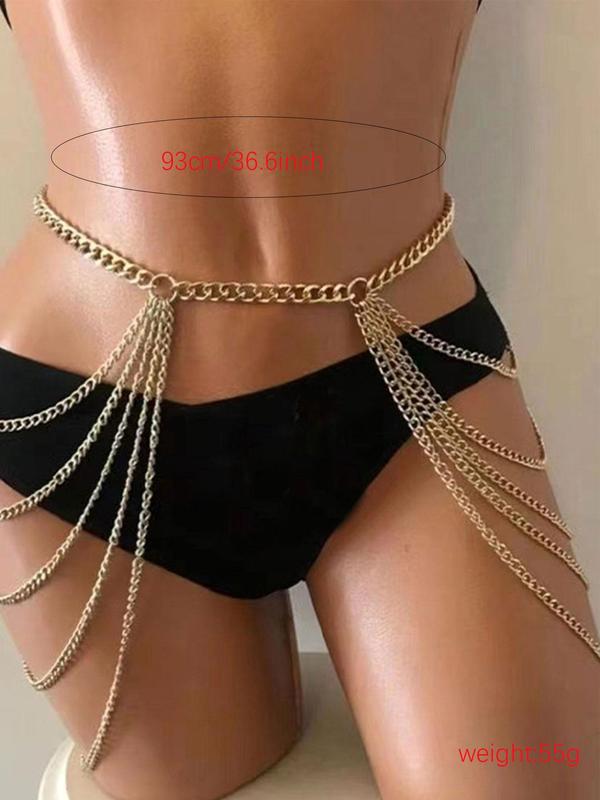 Women's Simple Style Plain Color Chain Waist Chain, Fashionable Tiered Layer Design Waist Chain for Party, Trendy All-match Waist Chain for Birthday Gift