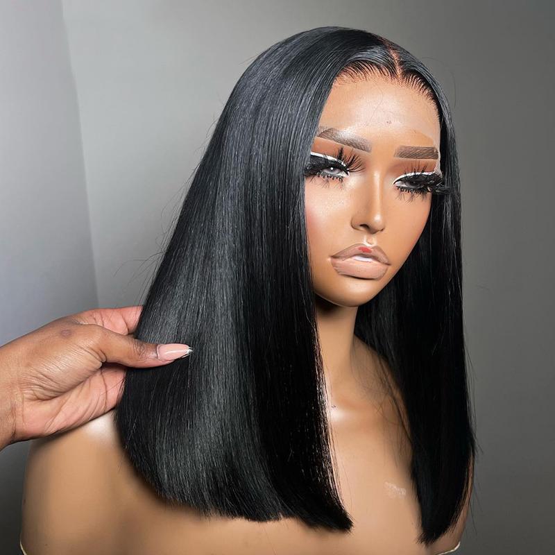 12inch Glueless Bob Hair Wig Human Hair Ready To Wear Straight HD Transprent 5X6 Lace Closure Wigs For Women Pre Plucked Pre Cut Short Bob Wigs