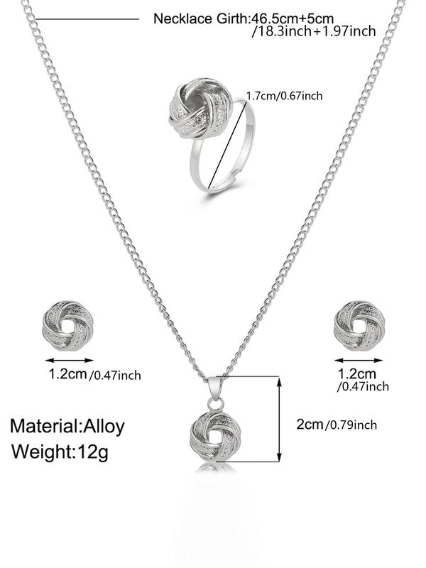 Hollow Out Criss Cross Design Jewelry Set, 4pcs Including Pendant Necklace, Stud Earrings, Ring, Fashion Elegant Jewelry Set for Women and Girl, Gifts for Girlfriends, without Box