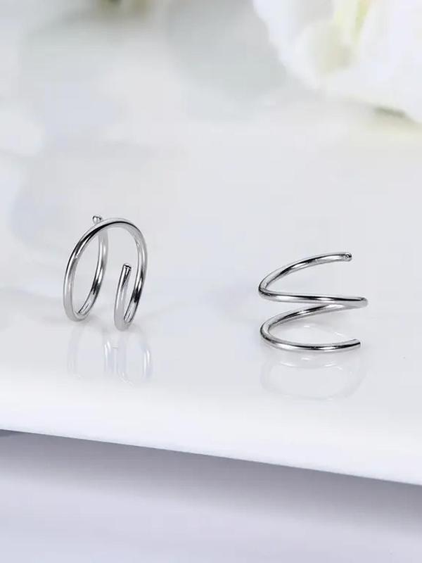 Simple Spiral Design Stud Earrings (2 Pairs), Stainless Steel Jewelry for Women, Fashion Jewelry for Party, Daily Clothing Decor, Trendy All-match & Exquisite Jewelry for Birthday Gift