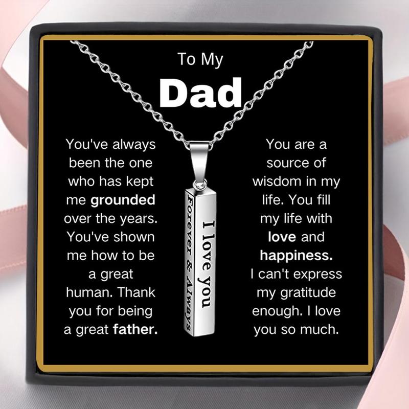 Christmas Stainless Steel Pendant Necklace with Card & Gift Box, 1 Set Letter Design Pendant Necklace, To My Dad Gift, Men's Jewelry