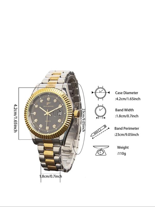 Men's Business Fashion Round Dial Analog Quartz Watch, Fashion Watch for Party, Daily Clothing Decor, Trendy All-match & Exquisite Watch for Birthday Gift with Box