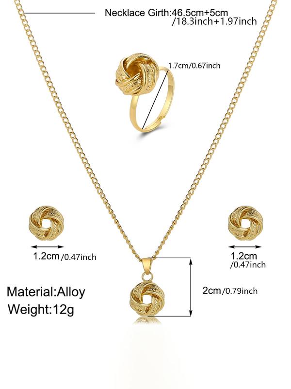 Hollow Out Criss Cross Design Jewelry Set, 4pcs Including Pendant Necklace, Stud Earrings, Ring, Fashion Elegant Jewelry Set for Women and Girl, Gifts for Girlfriends, without Box