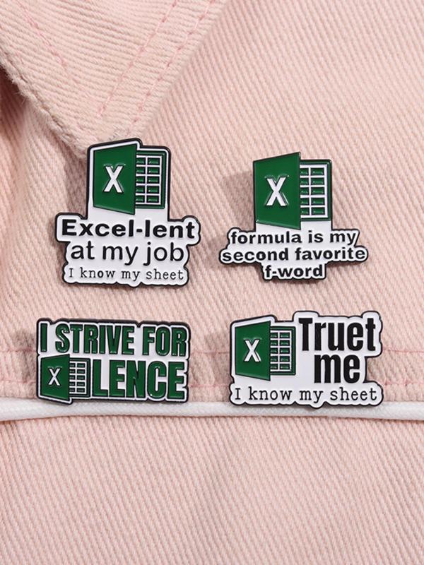 Office Spreadsheet Design Brooch, Funny Excel Logo Brooch for Women & Men, Enamel Pin Suitable for Backpacks, Jeans, Scarves, Hats Decoration Fixed Buckle