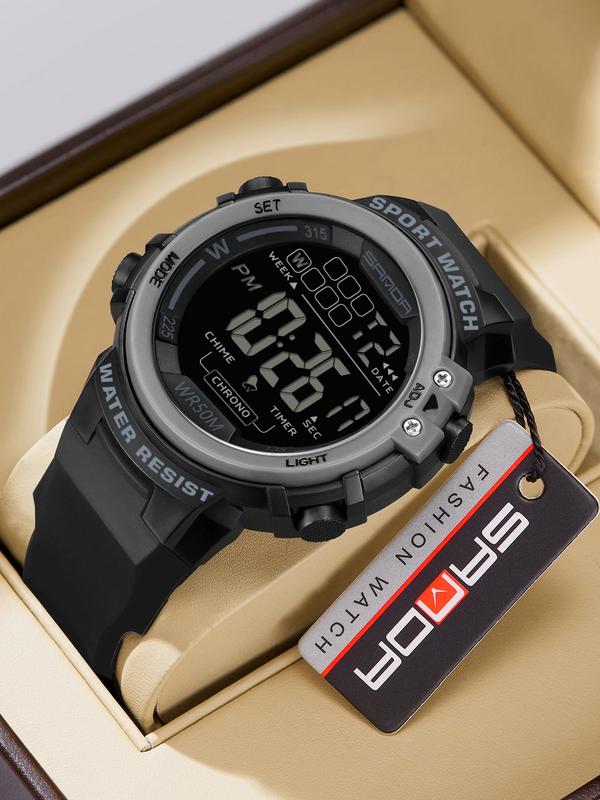 Men's Fashionable Digital Watch, Casual Sporty Digital Watch with Alarm Function, Waterproof Electronic Watch for Outdoor Sports