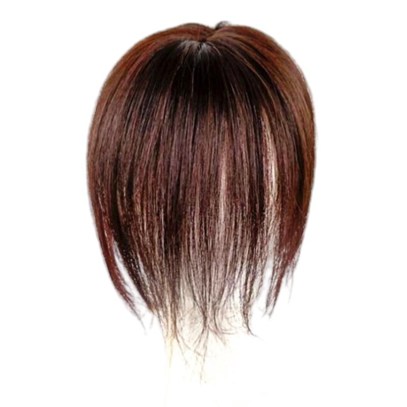 French Hair Toppers 100% Human Hair 10 inch Clip in Hair Extensions PU Scalp Invisible Glueless Toupees Hairpieces for Women Middle Part Brazilian Straight Hair Wiglets Dark Brown