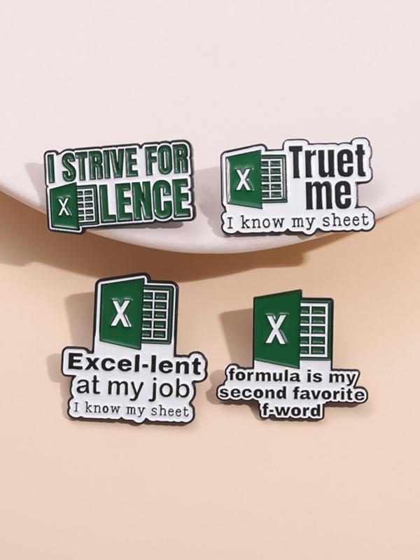 Office Spreadsheet Design Brooch, Funny Excel Logo Brooch for Women & Men, Enamel Pin Suitable for Backpacks, Jeans, Scarves, Hats Decoration Fixed Buckle