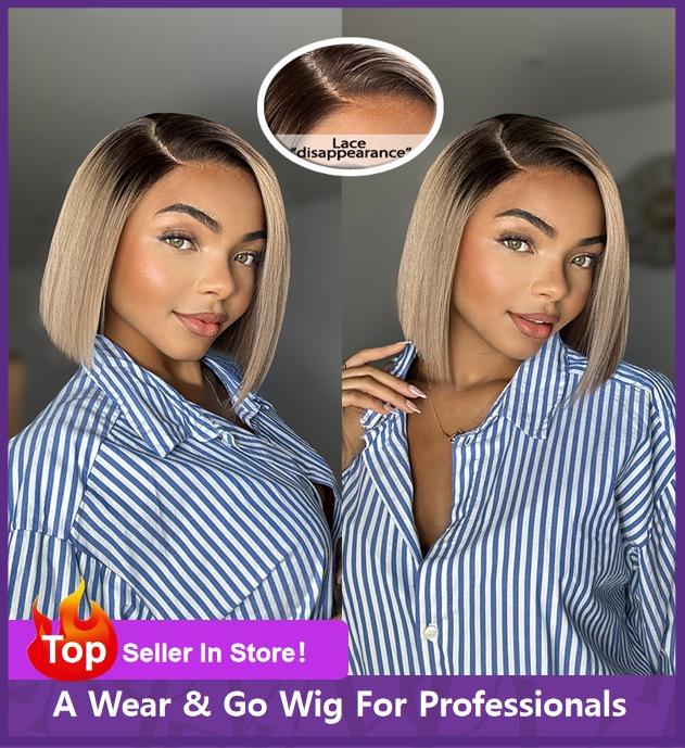 LUVME Put On & Go Blunt Cut Straight Bob Minimalist HD Lace Glueless C Part Wig