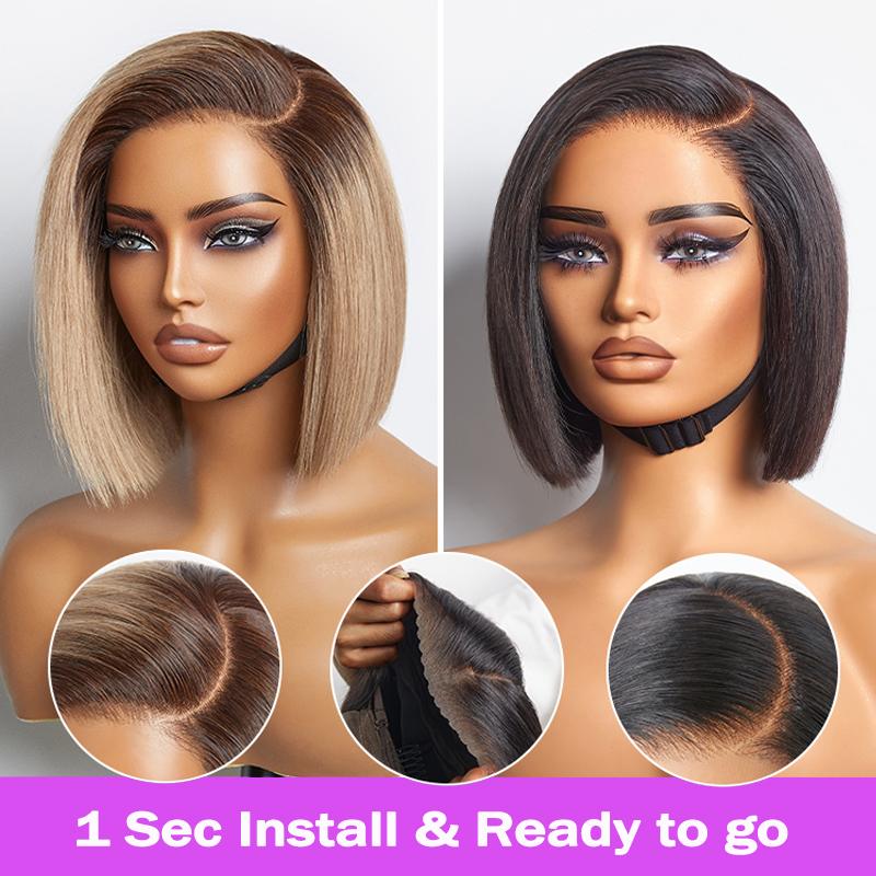 LUVME Put On & Go Blunt Cut Straight Bob Minimalist HD Lace Glueless C Part Wig