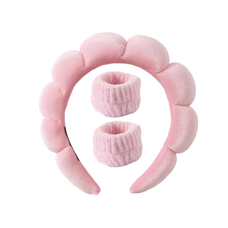 3pcs 10Pcs Women's Simple Solid Color Sponge Hair Hoop, Summer Cloudy Design Hair Accessories Set for Makeup,Face Washing Wristband for Hairstyle Ideas,  Spa,Plush Hair Accessories Set, Suitable for Daily Washing，Back to School